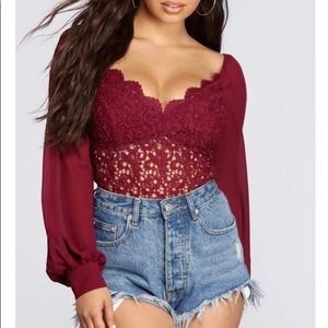 Maroon Long Sleeve Blouse